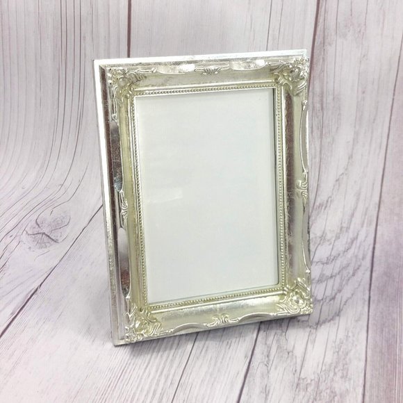 Ornate Silver Picture Frame Engraving Decorative Photo Display Stand Home Décor - Picture 1 of 12